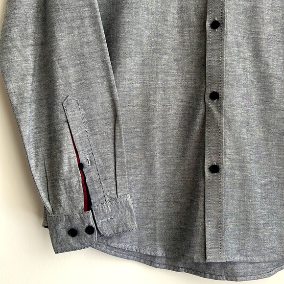 Men’s Armani Exchange Gray Slim Fit Cotton Long Sleeved Button Up Shirt - Picture 7 of 12